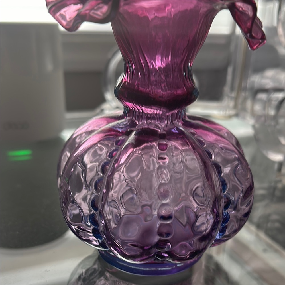 Purple Glass Vase with Ruffled Edge - Picture 7 of 7